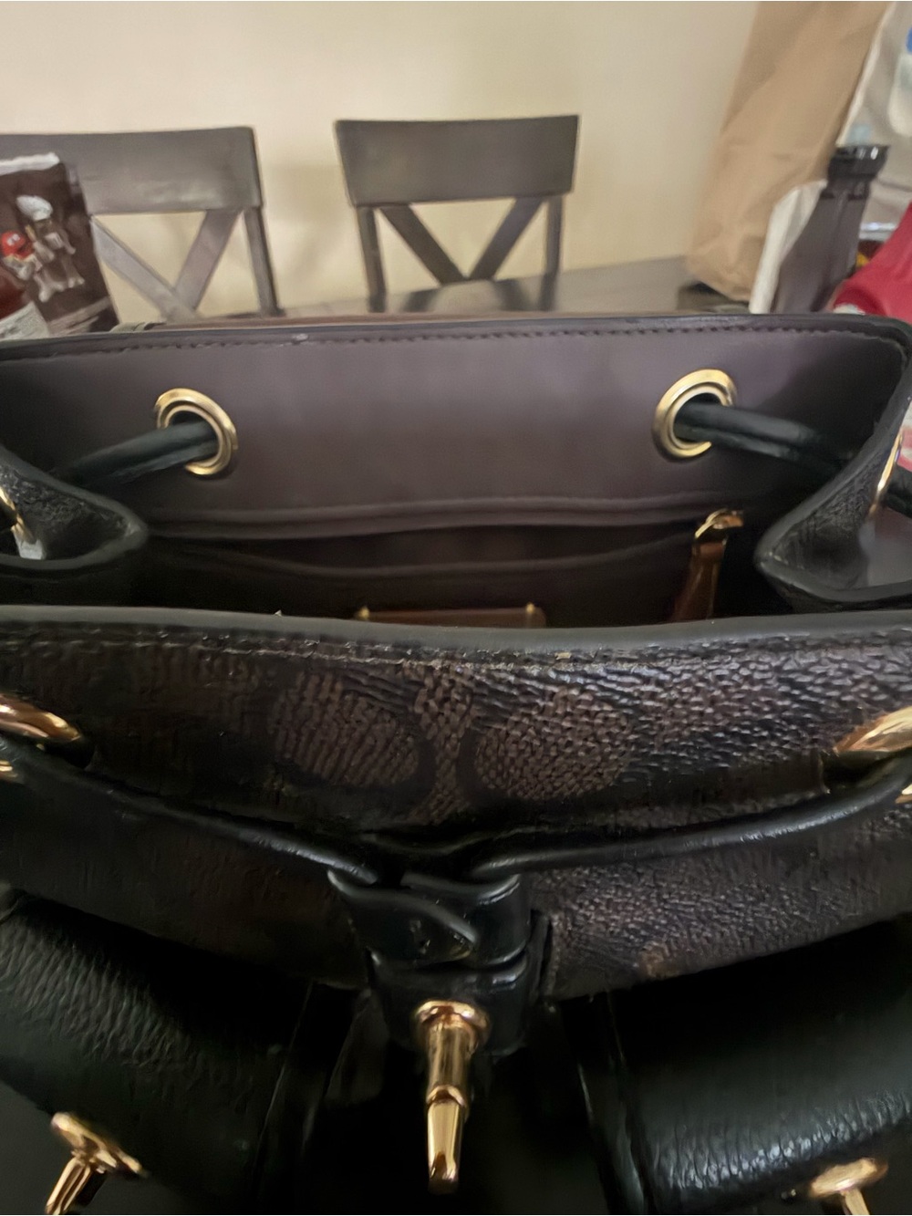 Coach Black Leather Mini Backpack with Gold Hardware - Picture 3 of 4